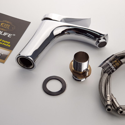 Vòi lavabo nóng lạnh Eurolife EL-1002S (Trắng bạc)