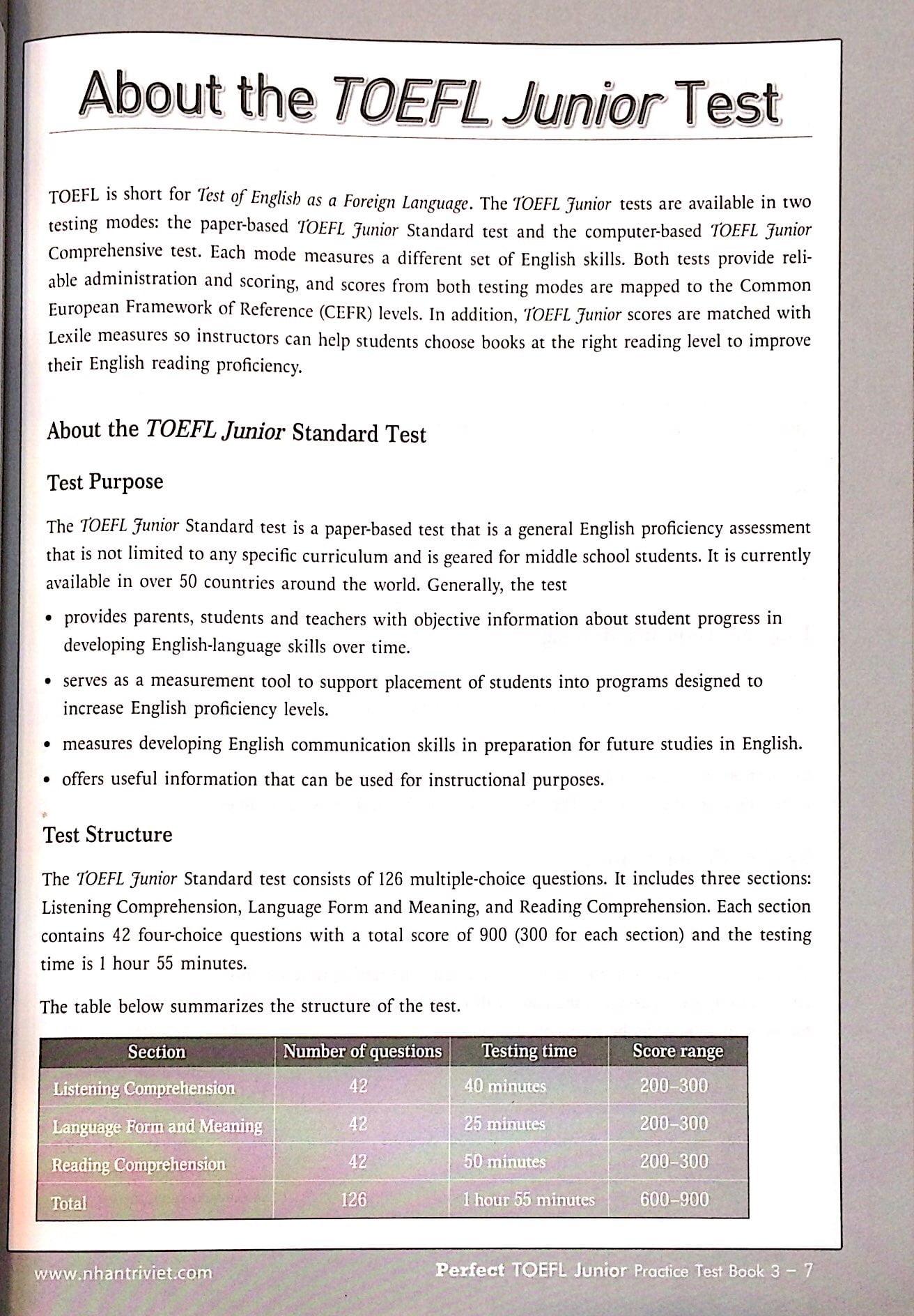 Perfect Toefl Junior Book 3(Kèm CD)