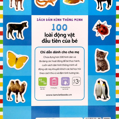 Sách Dán Hình Thông Minh - 100 Loài Động Vật Đầu Tiên Của Bé