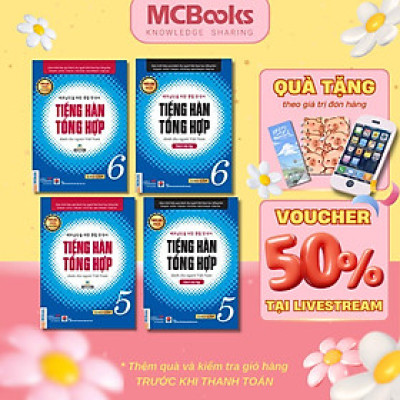 Sách - Tiếng Hàn Tổng Hợp Dành Cho Người Việt Nam - Cao Cấp 5 + 6 - Sách Bài Học + Bài Tập - Bản Màu - Combo 4 Cuốn - MCBooks