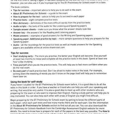 Cambridge English Qualifications - B1 Preliminary For Schools - 8 Practice Tests
