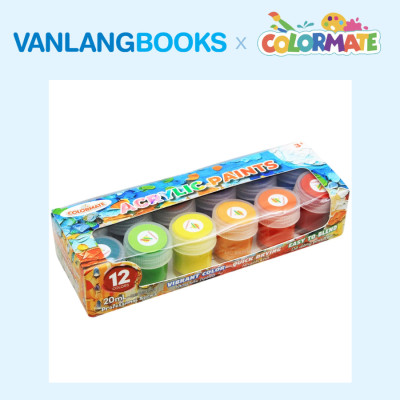 Sách Học Vẽ Tranh Màu Nước + Hộp 12 Màu Vẽ Acrylic 20ml - Vanlangbooks x Colormate