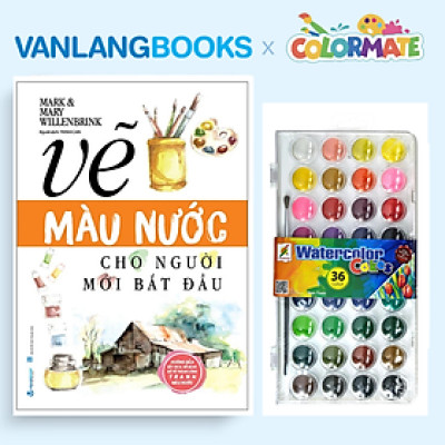 Sách Vẽ Màu Nước Cho Người Mới Bắt Đầu (Tái Bản 2025) + Hộp 36 Bánh Màu Nước Watercolor Cakes - Vanlangbooks x Colormate