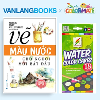Sách Vẽ Màu Nước Cho Người Mới Bắt Đầu (Tái Bản 2025) + Bánh Màu Nước Dạng Nén 18 Màu - Vanlangbooks x Colormate