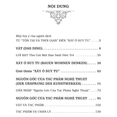 MARTIN HEIDEGGER - Vật, Xây Ở Suy Tư, Nguồn Gốc Của Tác Phẩm Nghệ Thuật, Tồn Tại và Thời Gian