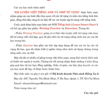 Em Luyện Viết Tiếng Anh Và Nhớ Từ Vựng - Smart Start 3 (Bám Sát SGK I-Learn Smart Start 3) - HA