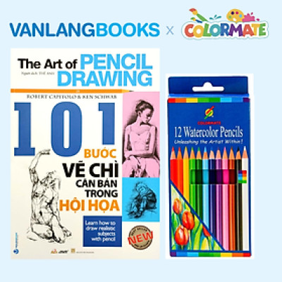 Sách 101 Bước Vẽ Chì Căn Bản Trong Hội Họa + Hộp 12 Bút Chì Màu Nước WCP-12H - Vanlangbooks x Colormate