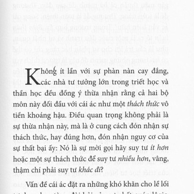 Cái Ác - Một Thách Thức Đối Với Tiết Học Và Thần Học