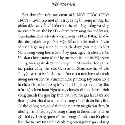 Một Cuộc Chạy Trốn - Tuyển tập truyện ngắn Nga - Tác giả Constantin Staniukovic; Thúy Toàn tuyển dịch