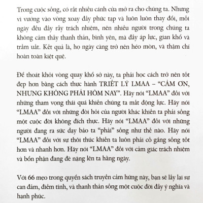Cảm Ơn, Nhưng Không Phải Hôm Nay! - Triết Lý LMAA