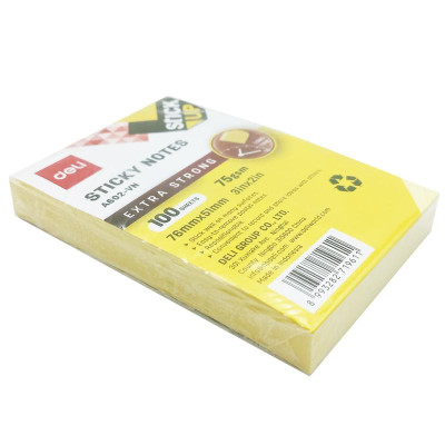 Giấy Note 76 x 51 mm 75gsm - Deli EA602 - Màu Vàng (100 Tờ)