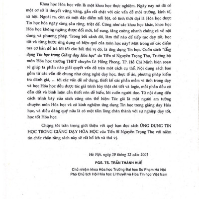 Ứng Dụng Tin Học Trong Giảng Dạy Hóa Học 