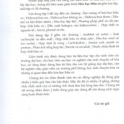 Hóa Học Hữu Cơ - Tập 1 (Tái bản)