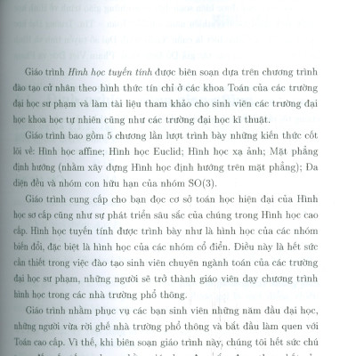 Giáo trình Hình học Tuyến tính - Đỗ Đức Thái (Chủ biên), Trần Văn Tấn, Phạm Hoàng Hà, Phạm Anh Minh