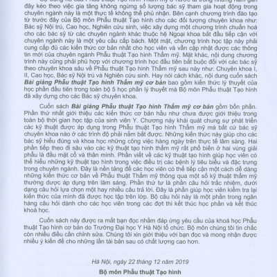 Bài Giảng Phẫu Thuật Tạo Hình Thẩm Mỹ Cơ Bản (Xuất bản lần thứ hai có sửa chữa)