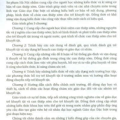 Giáo Trình Can Thiệp Sớm Cho Trẻ Khuyết Tật (Bản in năm 2022)