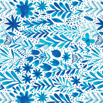 Blue & White Note Cards, 24 Blank Cards: 8 Unique Designs With 25 Patterned Envelopes