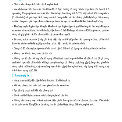IELTS Key Speaking - Công Thức Học Nhanh IELTS - Speaking Part 1, 2, 3