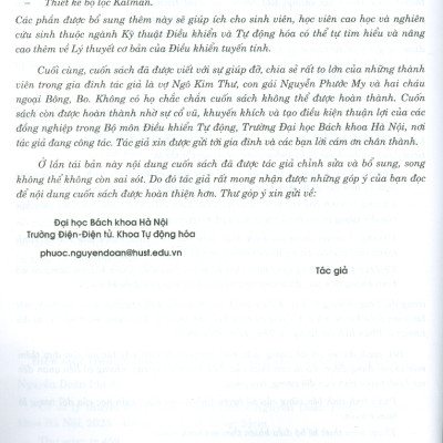 Cơ Sở Lý Thuyết Điều Khiển Tuyến Tính (Xuất bản lần thứ ba, có sửa chữa và bổ sung, năm 2023)