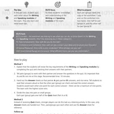 IELTS Games And Activities - Speaking And Writing