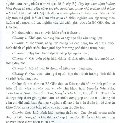 Dạy Học Theo Định Hướng Hình Thành Và Phát Triển Năng Lực Người Học Ở Trường Phổ Thông