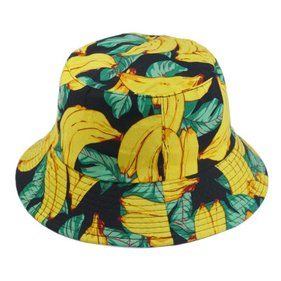 Mũ bucket trái chuối phong cách thời trang du lịch biển, họa tiết trái chuối & lá độc đáo, chất liệu vải mềm mại - Hạnh Dương