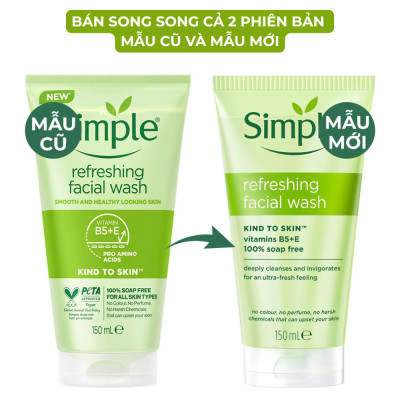 Sữa rửa mặt Simple giúp da sạch thoáng & không chứa xà phòng 150ml [CHÍNH HÃNG ĐỘC QUYỀN]