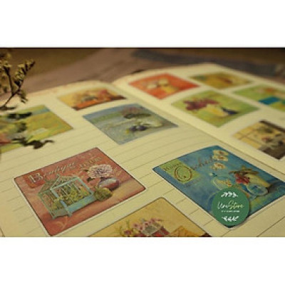 sticker vintage - sticker trang trí sổ tay chủ để vintage - uni006