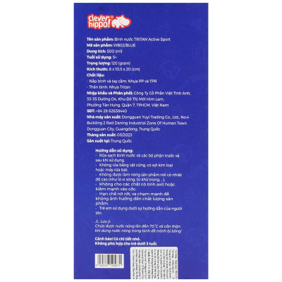 Bình Nước Tritan Active Sport 500 ml - Clever Hippo WB02/BLUE
