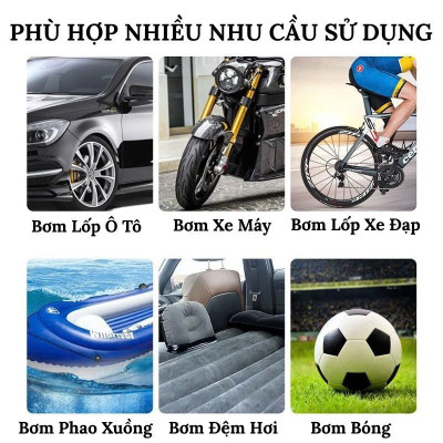 Bơm Lốp Ô Tô, Xe Máy Tự Ngắt Thông Minh – Đồng Hồ Áp Suất Số, Bơm Cực Nhanh, Chất Lượng Cao Cấp