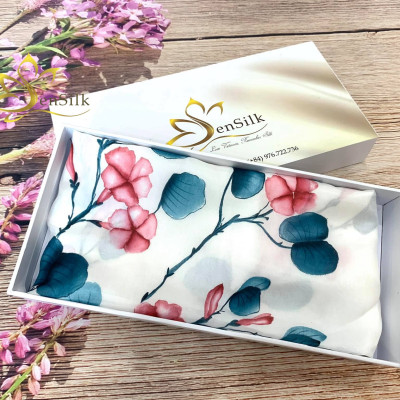 Khăn Lụa Tơ Tằm Vẽ Hoa Muống Biển SenSilk, Khăn Vuông Thời Trang