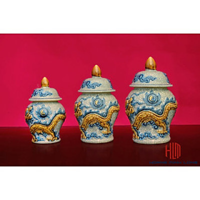Hũ Men Rạn Đắp Nổi Bát Tràng