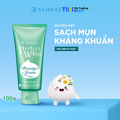 Sữa rửa mặt hỗ trợ trị mụn Senka Perfect Whip Acne Care 100g