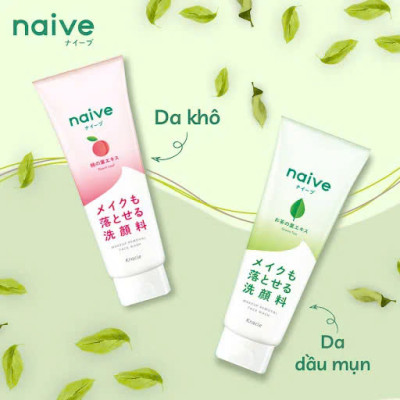 Sữa Rửa Mặt Sạch Sâu Chiết Xuất Lá Trà Xanh Kracie Naive Face Wash (Green Tea) - Tuýp 130G