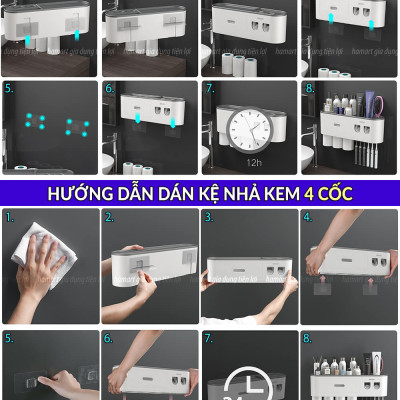Miếng Dán Thay Thế Bộ Kệ Nhả Kem Đánh Răng OENON 1 3 4 Cốc Vuông Mũi Tên Siêu Dính
