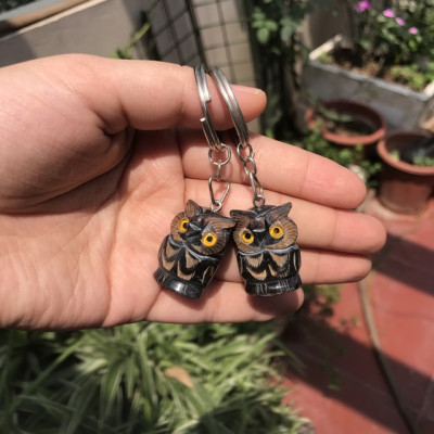 Combo 3 Móc treo chìa khóa cú mèo bằng Sừng trâu (OTH017) TỈA TÁCH RẤT ĐẸP 