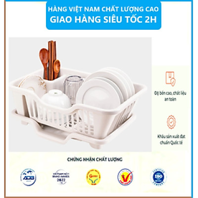 Rổ Úp Bát Tiện Ích Việt Nhật, Giá Để Bát Đĩa , Khay Úp bát, Có Lỗ Thoát Nước Tiện Ích Chất Liệu Nhựa PP An Toàn- Hàng Việt Nam