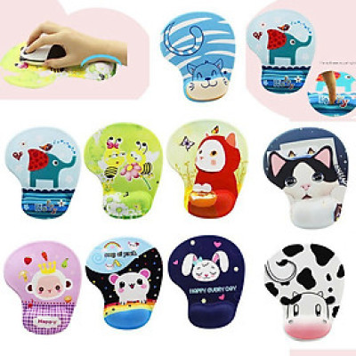 Lót Chuột Tròn Có Kê Tay Chống Chai Họa Tiết Dễ Thương 18 x 23 cm PaKaSa - Hàng chính hãng