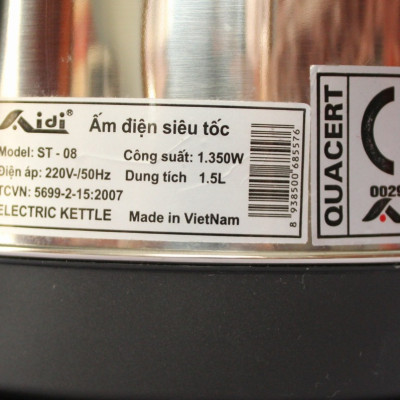 Bình Ấm Điện Siêu Tốc Aidi ST-08 (1,5 lít) - Màu Ngẫu Nhiên - Hàng Chính Hãng