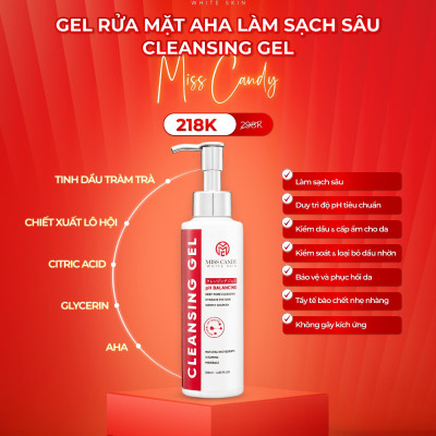[MISS CANDY] Gel Rửa Mặt Dịu Nhẹ AHA Làm Sạch Sâu CLEANSING GEL MISS CANDY 120ml,Làm Sạch Bụi Bẩn,Giảm Nhờn,Ngừa Mụn & Cân Bằng Độ PH Cho Da - Gia Tuệ House
