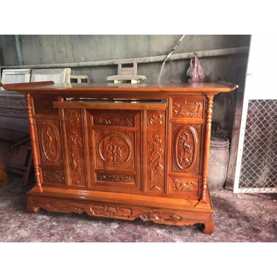 đồ thờ gỗ mít tủ thờ  Kích thước dài 1m27 mặt rộng 71 cao 1m27................... giá thật