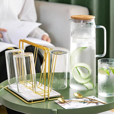 Úp cốc chữ nhật và tròn kèm khay, giá úp cốc inox 304 mạ vàng cao cấp không hoen gỉ