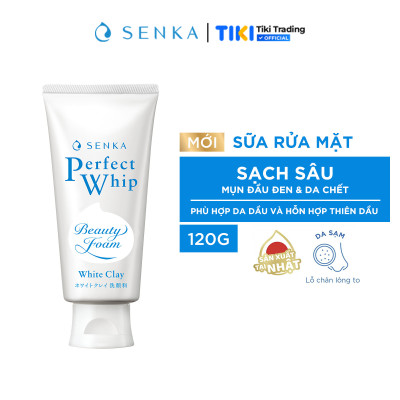 Sữa Rửa Mặt Tạo Bọt Chiết Xuất Đất Sét Trắng Senka Perfect White Clay New 14840 (120g)