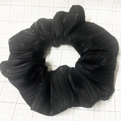 Cột tóc đen ánh kim vân tròn size lớn đẹp - cột tóc scrunchies