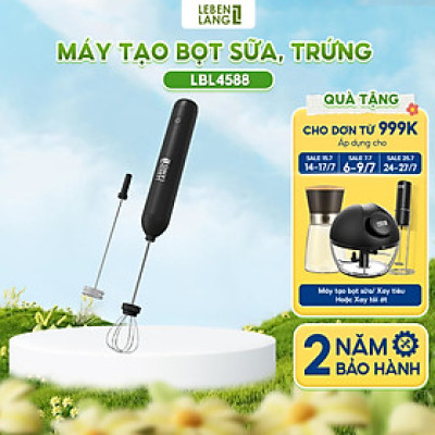 Máy đánh trứng đánh bọt cafe cầm tay mini Lebenlang LBL4588, 2 tốc độ, sạc pin usb tiện dụng - hàng chính hãng