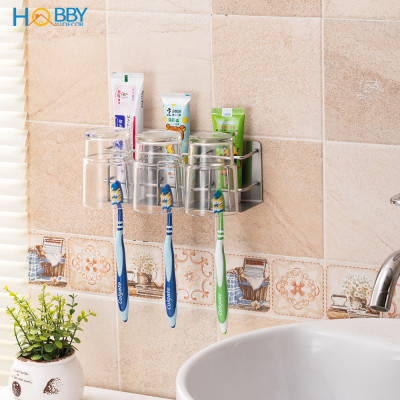 Kệ để bàn chải kem đánh răng 3 ngăn dán tường Hobby home decor CD4