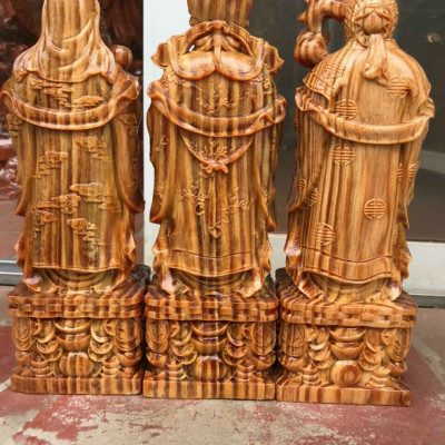 Tượng phật tam đa phúc lộc bằng gỗ huyết long kt cao 40×13×11cm