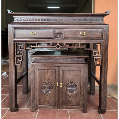 Bàn thờ án gian án thờ kệ thờ gỗ sồi Mỹ giá thật