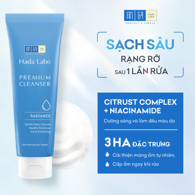 Sữa rửa mặt dưỡng trắng cao cấp Hada Labo Premium Cleanser Radiance 100g