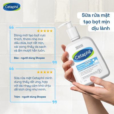 Combo Sữa Rửa Mặt Tạo Bọt Cetaphil Hydrating Foaming Cream Cleanser 236ml + Kem dưỡng ẩm CETAPHIL MOISTURISING CREAM 50G